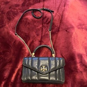Tory Burch Quilted Black Crossbody with Gold Accents